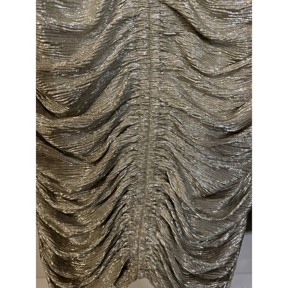 Spring & Mercer Metallic Silver Long Sleeve Sheath Cocktail Party Dress L NWT - Picture 6 of 11